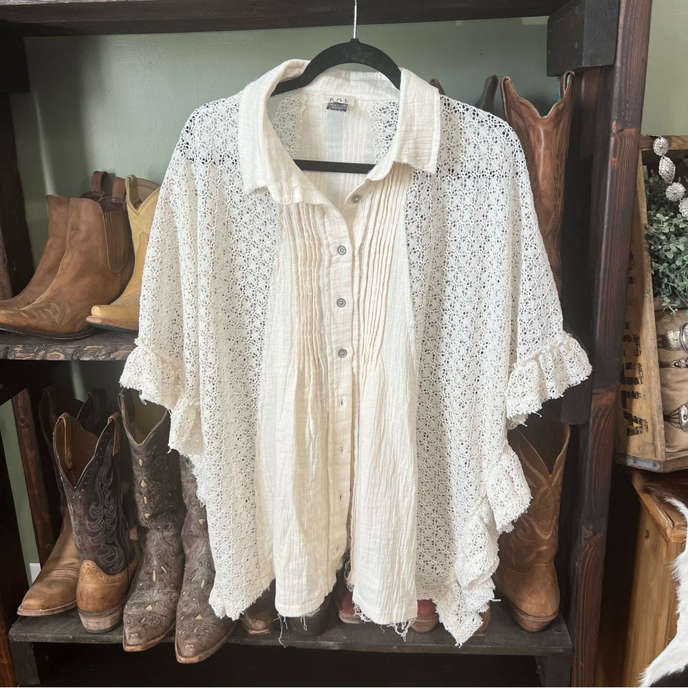 POL oversized button up top